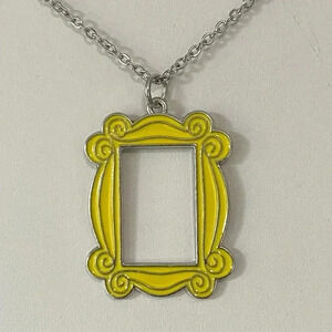 Handmade Friends Peep Hole Yellow Door Frame 24” Stainless Steel Necklace New
